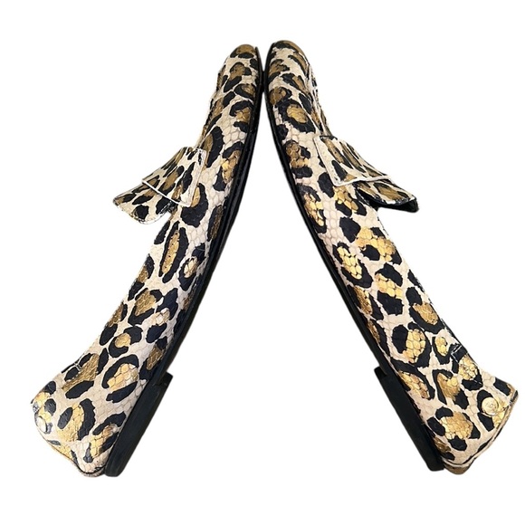 AGL Italy Softy Metallic Gold Leopard Leather Snakeskin Loafers Moccasins 38 / 8 - Picture 11 of 16